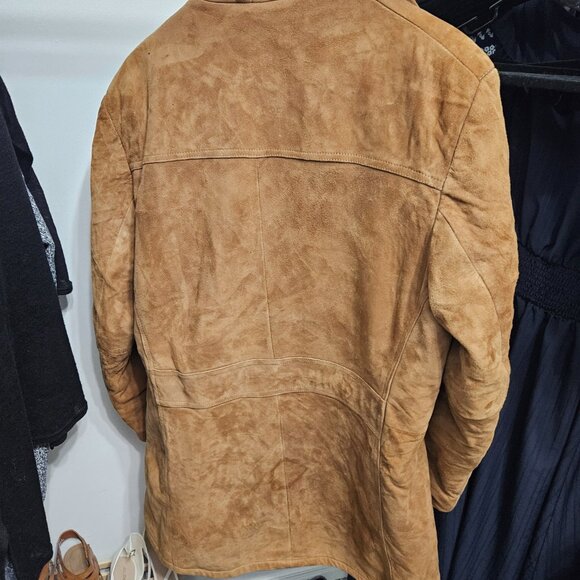 Vintage Mens Suede Tan Shearling Jacket - Picture 3 of 3